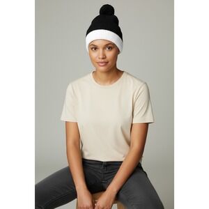 OTREN Knitted Santa Hat Adult Stocking Cap Black‎ White Pom Pom Winter Holiday